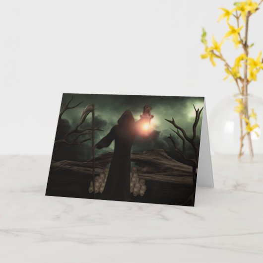 Grimmige Sensenmann-Grußkarte Karte (Gelbe Blume)