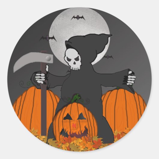 Grimmige Sensenmann Halloween Stickers (Vorderseite)