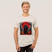 Grimmige Sensenmann Szene Tri-Blend Shirt (Vorderseite voll)