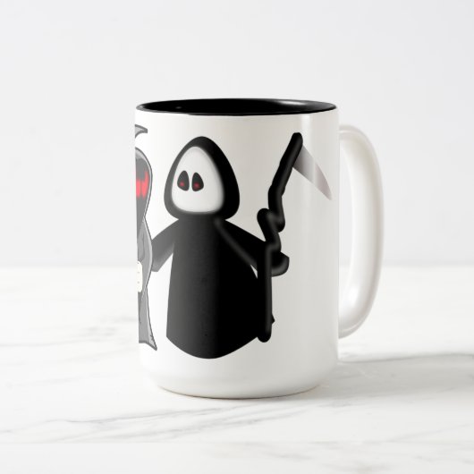 Grimmige Sensenmann-TodesTasse Zweifarbige Tasse (VorderseiteRechts)