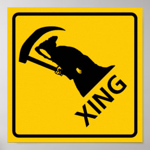 Grimmige Sensenmann/Todesüberfahrt-LandstraßeSig Poster