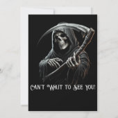 Grimmige Sensenmann überraschen jedes Alter Geburt Einladung (Rückseite)