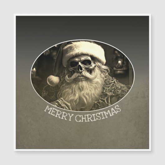 Grimmige Weihnachten - Skelett Santa 65609 Magnetkarte (Vorderseite)