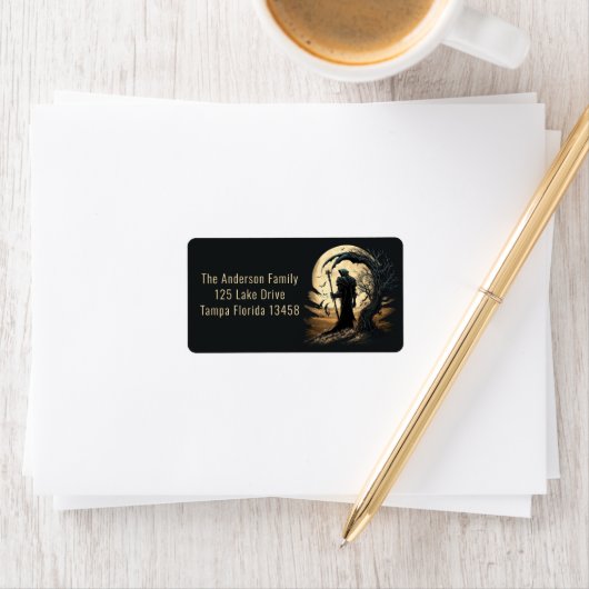 Grimmiger Sensenmann Adressaufkleber (Insitu)