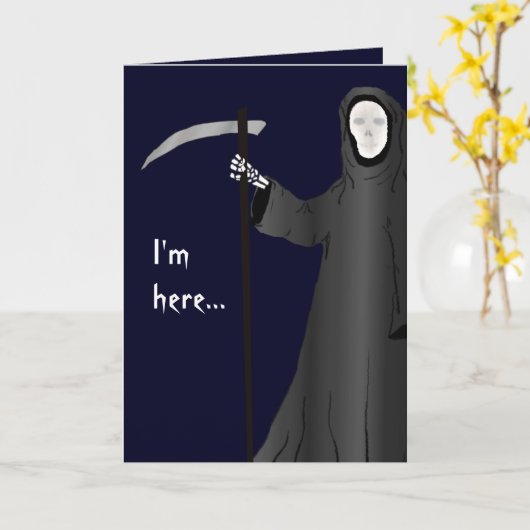 Grimmiger Sensenmann-altes Alters-Witz-lustige Karte (Gelbe Blume)