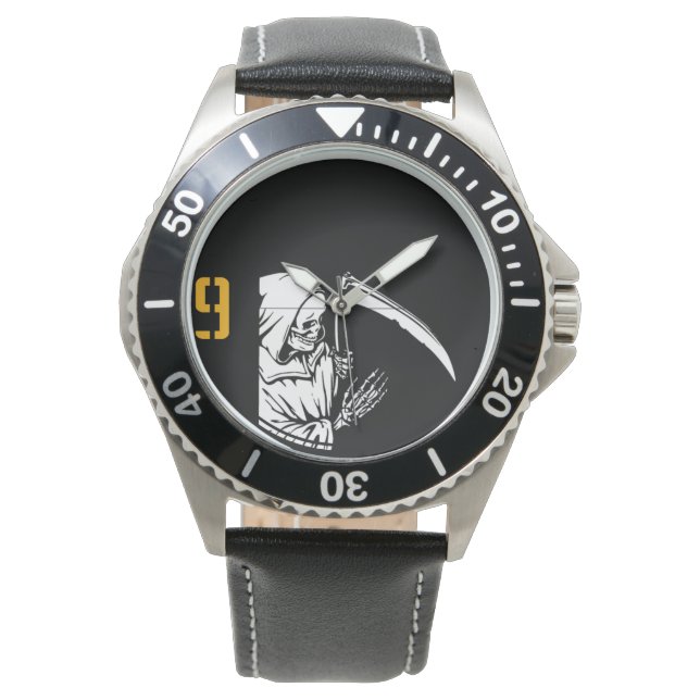 Grimmiger Sensenmann Armbanduhr (Vorderseite)