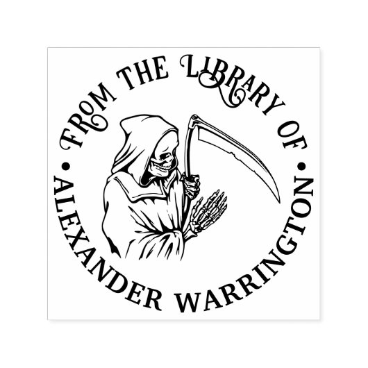 Grimmiger Sensenmann Art #3 Round Library Book Nam Permastempel (Design)