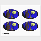 Grimmiger Sensenmann auf dem Friedhof Ovaler Aufkleber (Blatt)