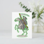 grimmiger Sensenmann auf dem Pferd mit dem Schwanz Postkarte (Stehend Vorderseite)