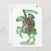 grimmiger Sensenmann auf dem Pferd mit dem Schwanz Postkarte (Vorne/Hinten)