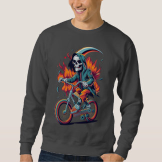 Grimmiger Sensenmann auf Motorrad-Flaming Sweatshirt