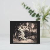 Grimmiger Sensenmann auf schwarzer Postkarte (Stehend Vorderseite)