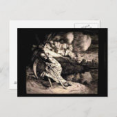 Grimmiger Sensenmann auf schwarzer Postkarte (Vorne/Hinten)