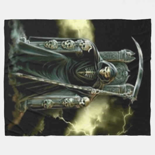 GRIMMIGER SENSENMANN auf SEINEM THRON Fleecedecke (Vorderseite (Horizontal))