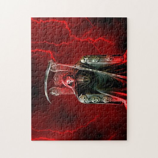 Grimmiger Sensenmann auf seinem Thron Puzzle (Vertikal)