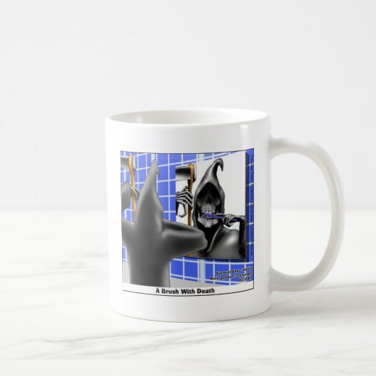 Grimmiger Sensenmann Brush W/Death Funny T-Shirts  Kaffeetasse (Rechts)
