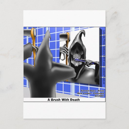 Grimmiger Sensenmann Brush W/Death Funny T-Shirts Postkarte (Vorderseite)