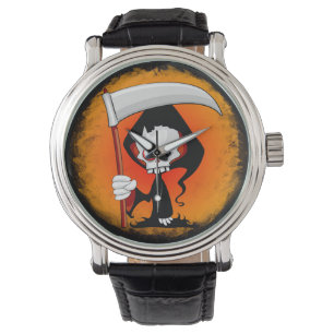 Grimmiger Sensenmann Cartoon Armbanduhr