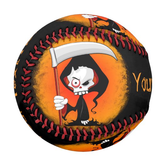 Grimmiger Sensenmann Cartoon Baseball (Vorderseite Links)