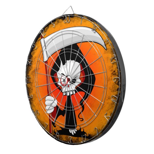 Grimmiger Sensenmann Cartoon Dartscheibe (Vorderseite rechts)