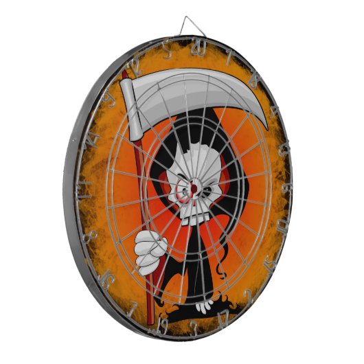 Grimmiger Sensenmann Cartoon Dartscheibe (Vorderseite Links)