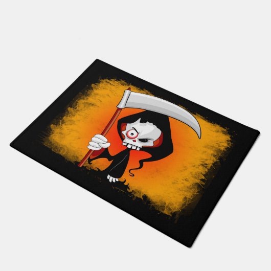 Grimmiger Sensenmann Cartoon Fußmatte (Schrägansicht)