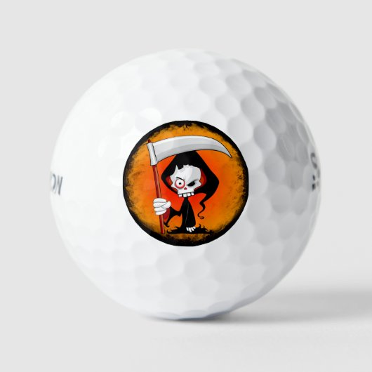 Grimmiger Sensenmann Cartoon Golfball (Vorderseite)