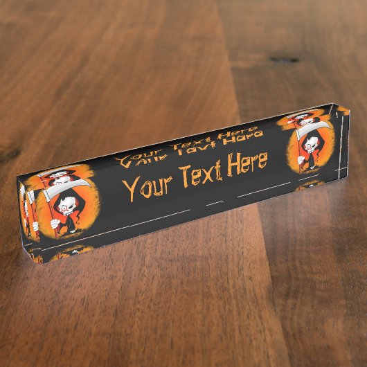 Grimmiger Sensenmann Cartoon Namensplakette (Seite)