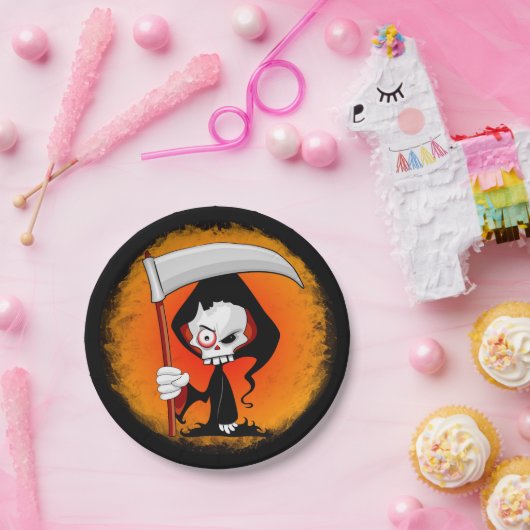 Grimmiger Sensenmann Cartoon Pappteller (Party)