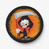 Grimmiger Sensenmann Cartoon Pappteller (Vorderseite)