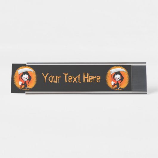 Grimmiger Sensenmann Cartoon Schreibtischnamensplakette (Vorderseite )