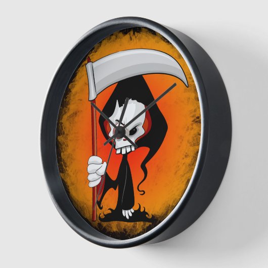 Grimmiger Sensenmann Cartoon Uhr (Winkel)