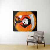 Grimmiger Sensenmann Cartoon Wandteppich (Beispiel (Horizontal))