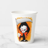 Grimmiger Sensenmann Cartoon Wasserflasche Pappbecher (Rückseite)