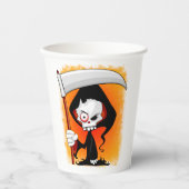 Grimmiger Sensenmann Cartoon Wasserflasche Pappbecher (Vorderseite)