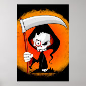 Grimmiger Sensenmann Cartoon Wasserflasche Poster (Vorne)