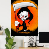 Grimmiger Sensenmann Cartoon Wasserflasche Poster (Heimbüro)