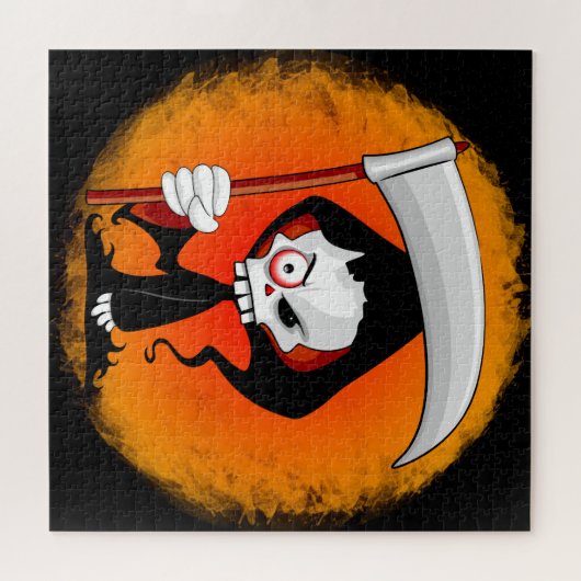 Grimmiger Sensenmann Cartoon Wasserflasche Puzzle (Horizontal)