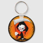 Grimmiger Sensenmann Cartoon Wasserflasche Schlüsselanhänger (Vorderseite)