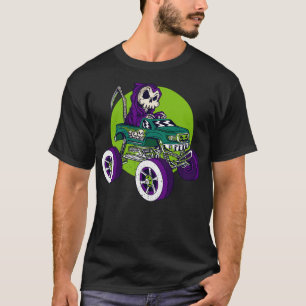 Grimmiger Sensenmann Fahren eines Monster Truck Wi T-Shirt