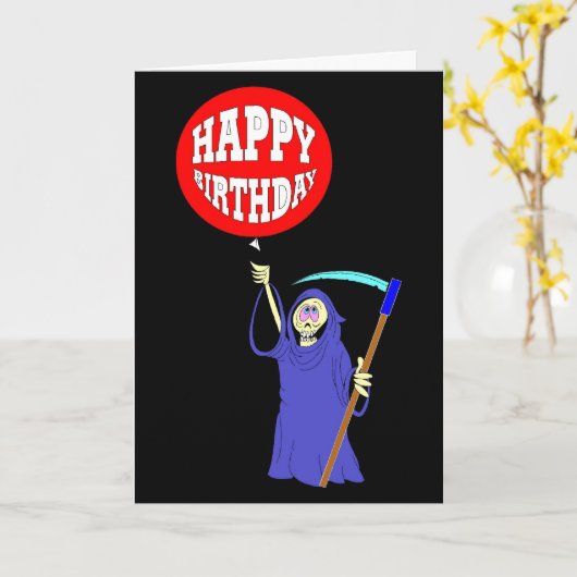 Grimmiger Sensenmann-Geburtstag Karte (Gelbe Blume)