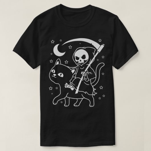 Grimmiger Sensenmann Goth Clothes Punk Emo Cat Gri T-Shirt (Design vorne)