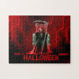 Grimmiger Sensenmann-Halloween-Gruß Puzzle