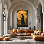 Grimmiger Sensenmann Halloween mit Vollmond und Sc Poster