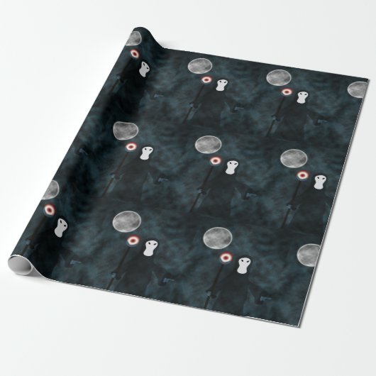 Grimmiger Sensenmann Halloween Night Moon Geschenkpapier (Ungerollt)