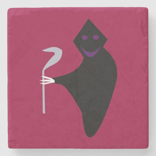 Grimmiger Sensenmann Halloween Stone Untersetzer (Vorderseite)