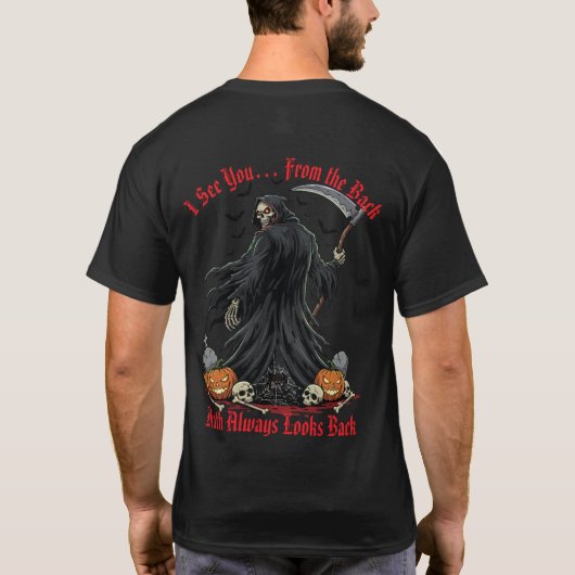 Grimmiger Sensenmann Halloween T - Shirt ☠️ Beängs (Rückseite)