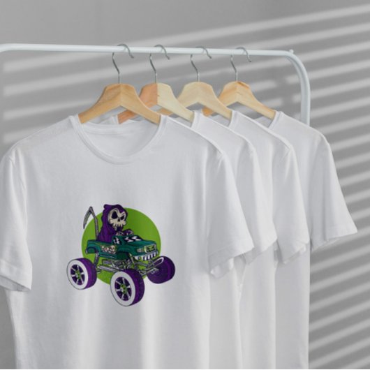 Grimmiger Sensenmann im Monster-Lkw T-Shirt