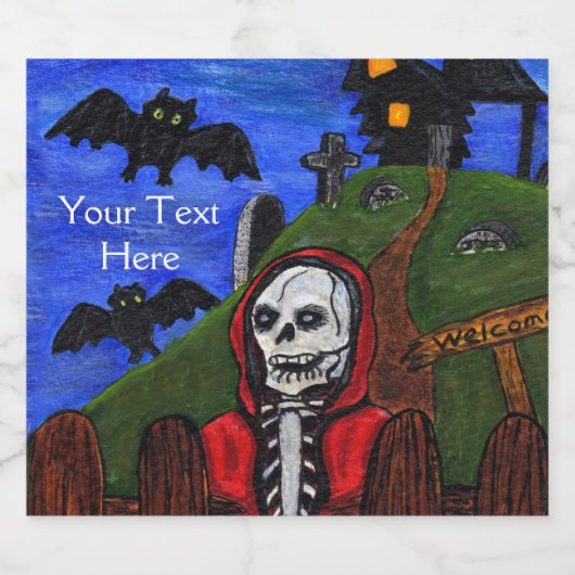 Grimmiger Sensenmann im Schwarzen Meer Bierflaschenetikett (Einzelnes Label)