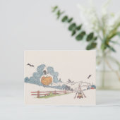 Grimmiger Sensenmann Jack O' Lantern Bat Campfire Postkarte (Stehend Vorderseite)